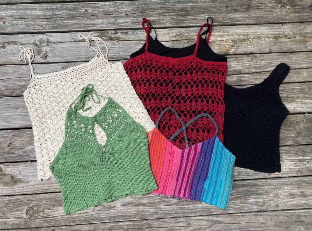 Crochet Tank Tops Collection - Flat Lay